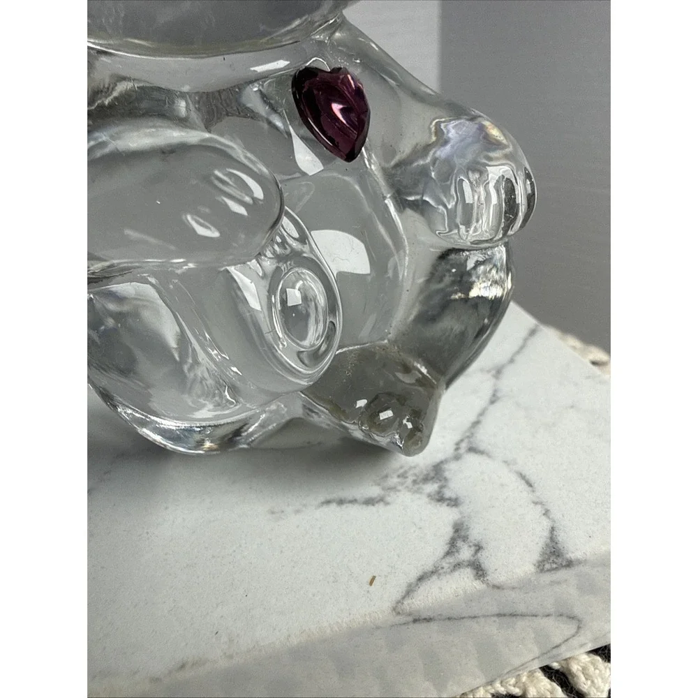 Vtg. Fenton Art Glass-Bear W/AMETHYST (Purple) Heart Paperweight-FEBRUARY- 3.5